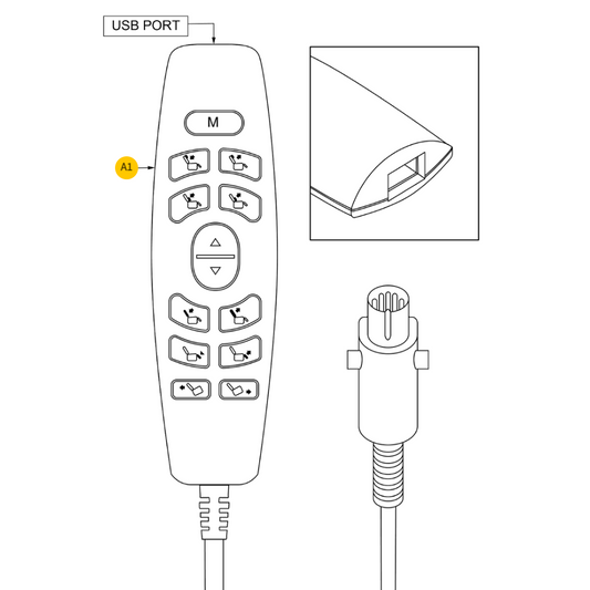 Pride Mobility Lift Recliner Chair - Remote Hand Control Pendant - 13 Button - 5 pin connector - CTL2102645