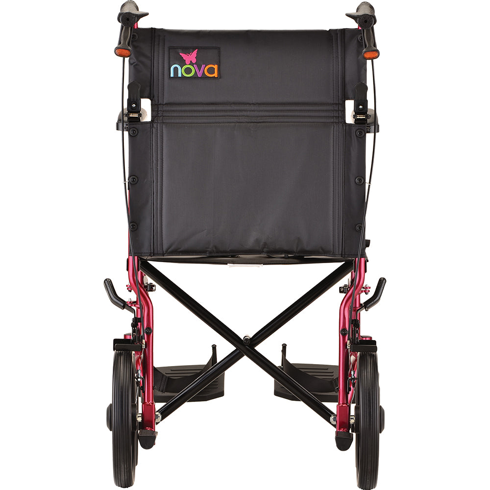 Lightweight Transport Chair with Hand Brakes - 19" with Swing Away Footrests Red 330R
